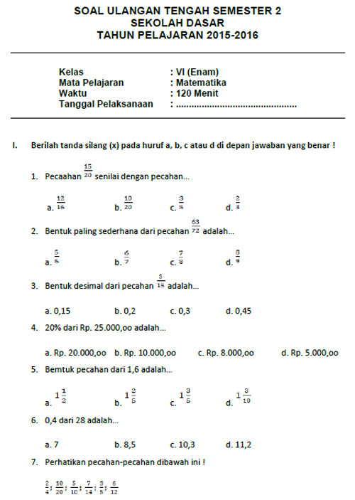 Kunci Jawaban Soal Matematika Kelas 6 Mbahgado
