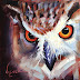 ORIGINAL CONTEMPORARY OWL Painting on Panel in OILS by OLGA WAGNER