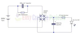 circuit diagram of run 12v 5w led on 220v