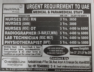 Urgent requirement of Nurse