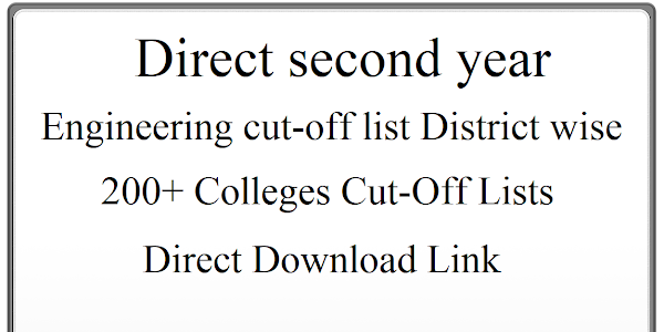 Direct second year engineering cut-off list district wise 2023