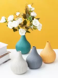 INS Ceramic Matt Flower vase small Aromatherapy vertical pattern bottle Home decoration colorful ornament Photo props US $16.36 Free Shipping