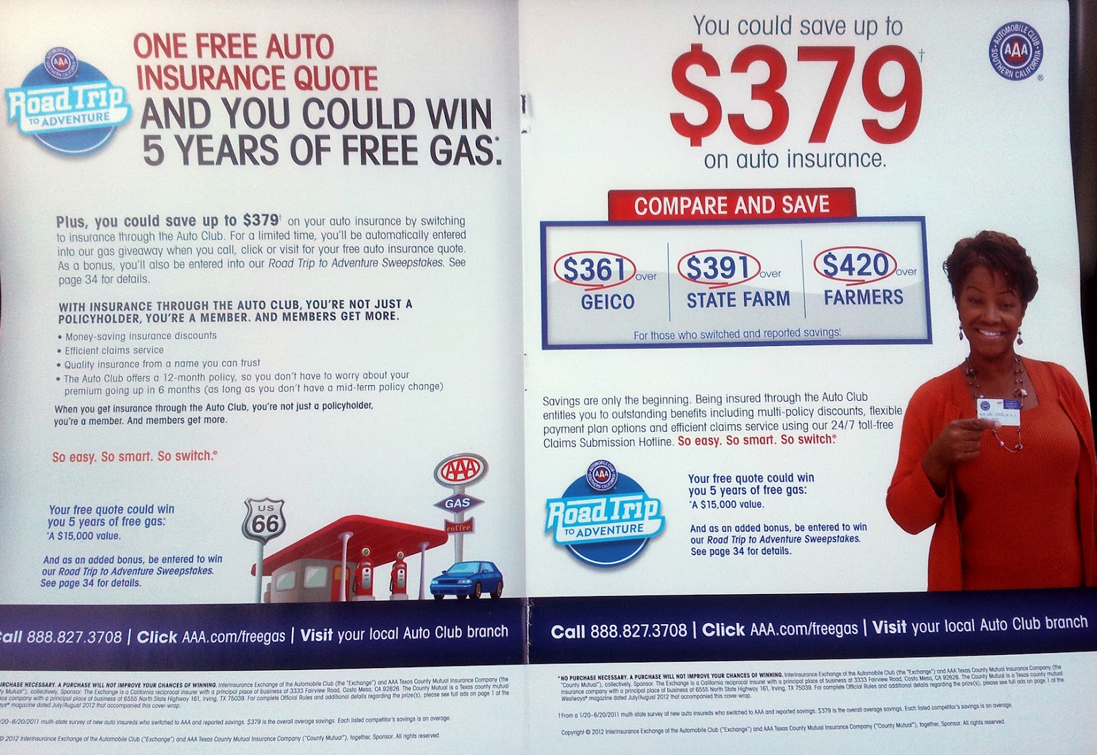 Just A Car Guy: AAA car insurance wants you to get a quote, and will enter you in a free gas ...