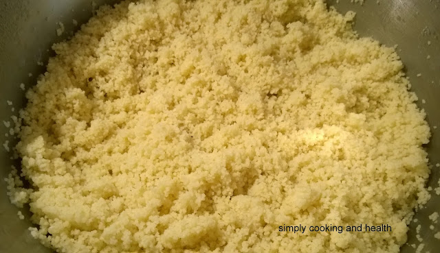 Couscous after being cooked in water