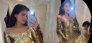 Kylie Jenner and Daughter Stormi Radiate Holiday Elegance in Custom Dolce Gold Gowns at Annual Kardashian/Jenner Christmas Extravaganza