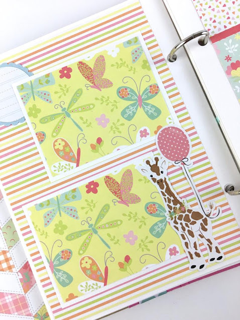 Baby Girl Scrapbook Album page with giraffe & butterflies