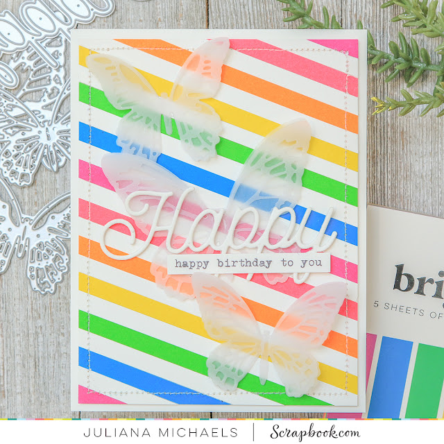 Bright Stripes Birthday Card by Juliana Michaels featuring Scrapbook.com Brights Paper Pad