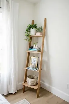Ladder-Style Bookshelf bedroom corner decorating ideas