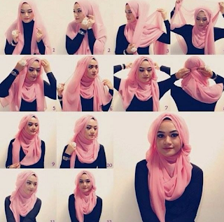 Cara Memakai Jilbab Segi Empat Modern Untuk Wajah Bulat 