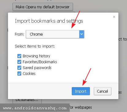 import chrome bookmarks to opera