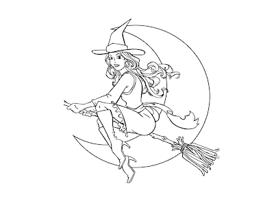 This Halloween picture of beautiful witch is waiting for you to color with all your imagination and creativeness.