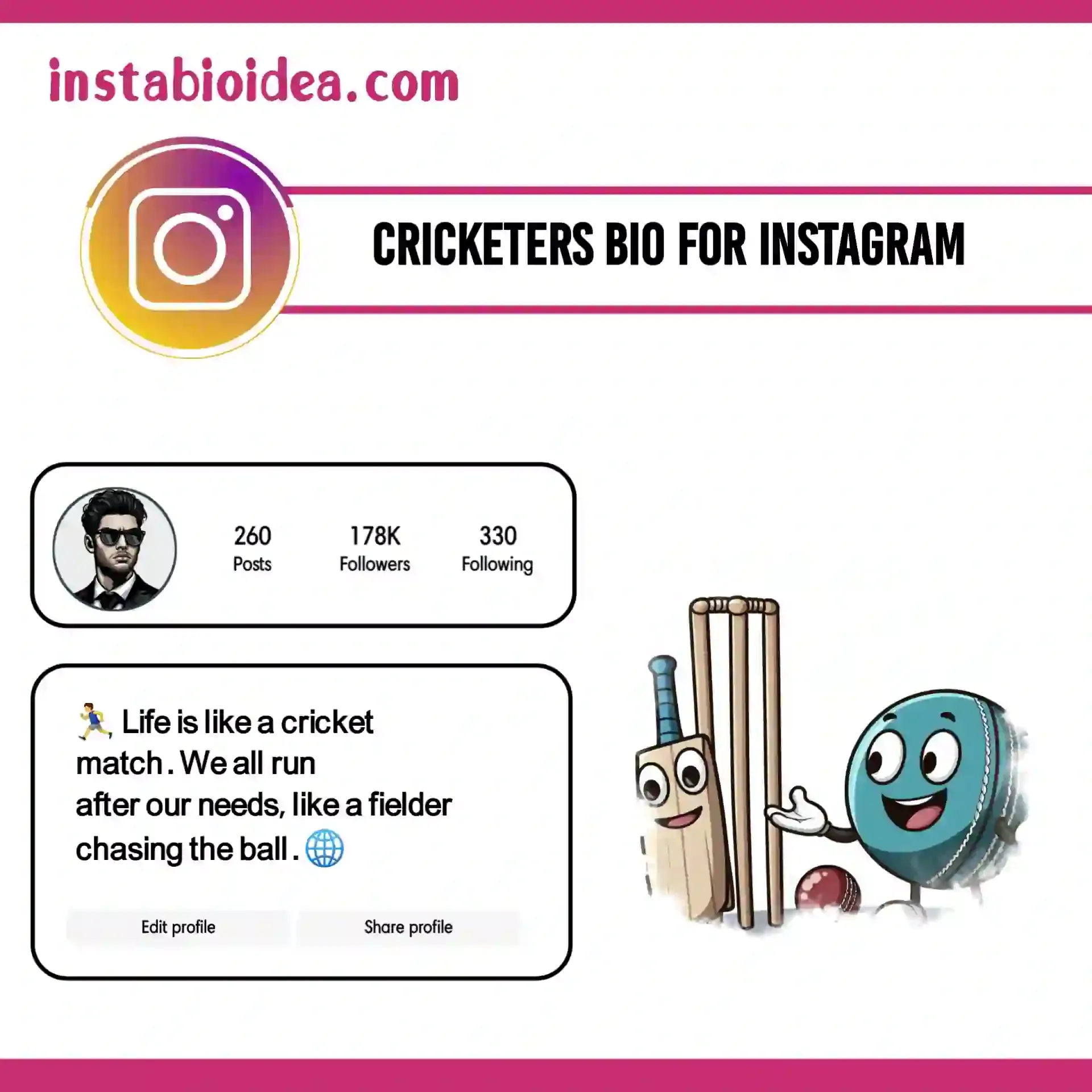 cricketers bio for instagram image