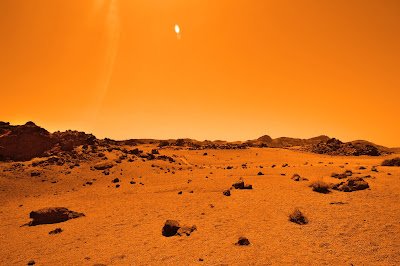 Orange barren type landscape and sky