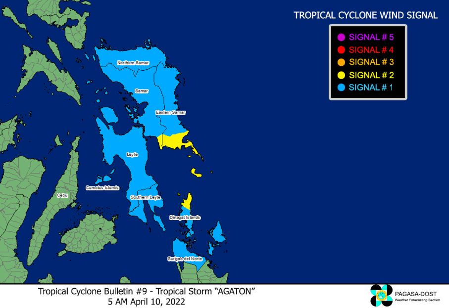 'Bagyong Agaton' PAGASA signal April 10, 2022