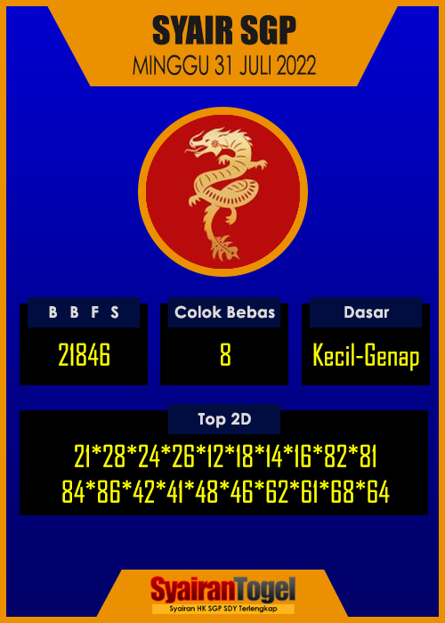 Syair SGP 31 Juli 2022 Syair SGP 31 Juli 2022
