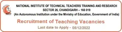 NITTTR Chandigarh Faculty Vacancy Recruitment 2022