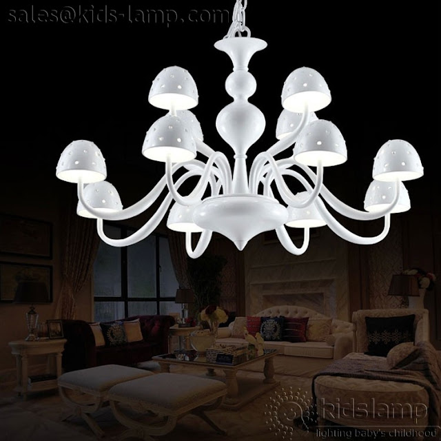 FUNKY WHITE CREAM MUSHROOM ART DECO CHANDELIER