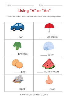 worksheet of a and an for class 1 pdf @momovators