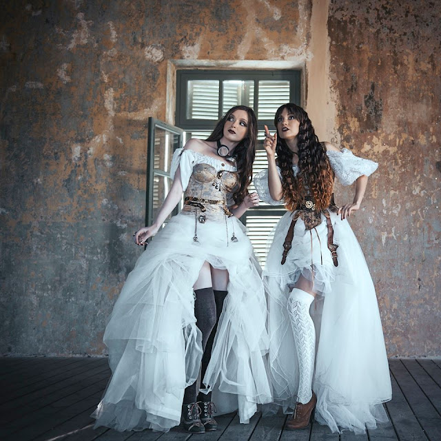 Womens steampunk wedding dresses and bridal party fashion inspiration.