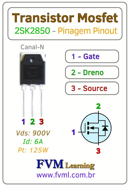 Datasheet-Pinagem-Pinout-Transistor-Mosfet-Canal-N-2SK2850-Características-Substituição-fvml