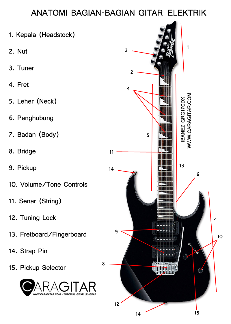 Anatomi Bagian Bagian Gitar Elektrik TUTORIAL GITAR LENGKAP