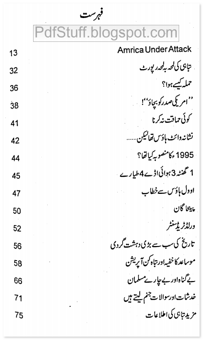 Contents of the Urdu book Aur America Laraz Utha