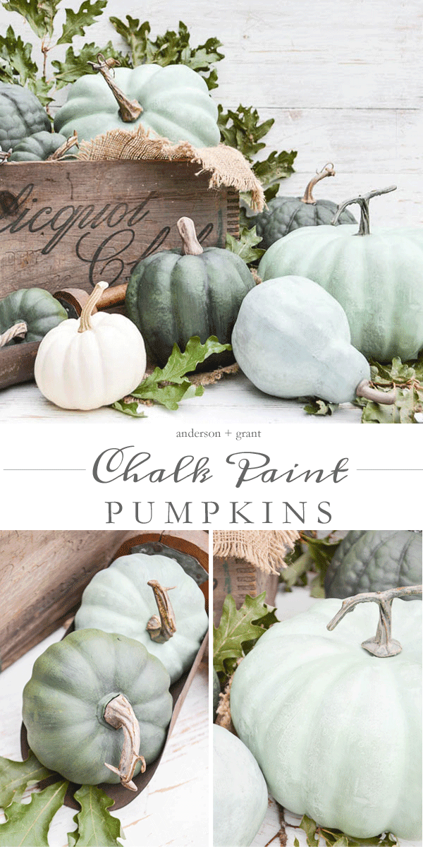 Tutorial for making realistic chalk paint pumpkins for fall.  ||  www.andersonandgrant.com