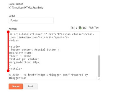Kode HTML Icon Sosial Media di Footer Template LinkMagz