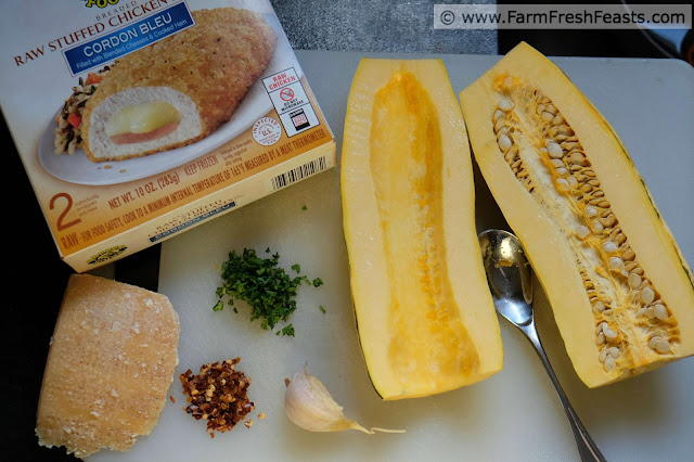 the ingredients for making roasted delicata squash