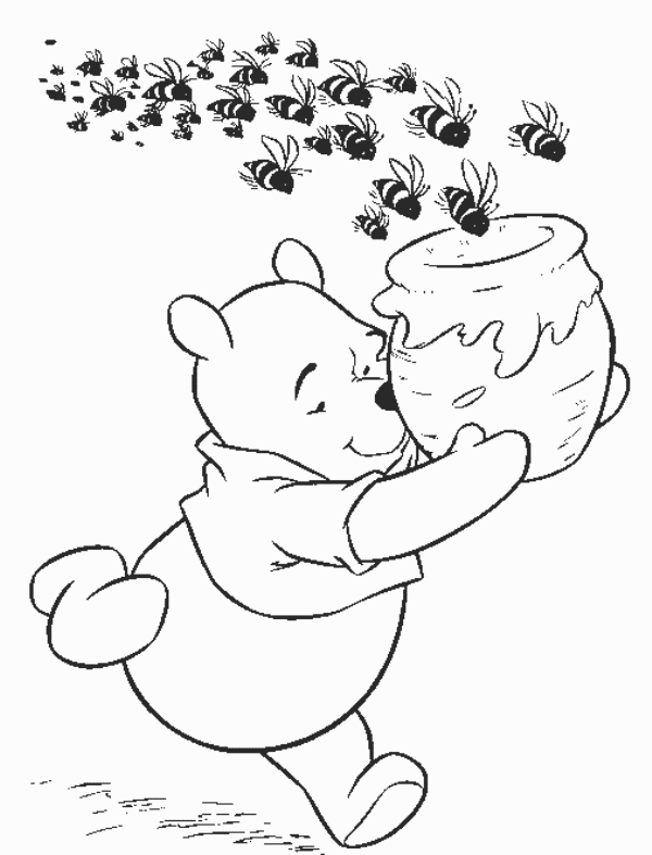 Halaman belajar mewarnai gambar winnie the pooh yang lucu 