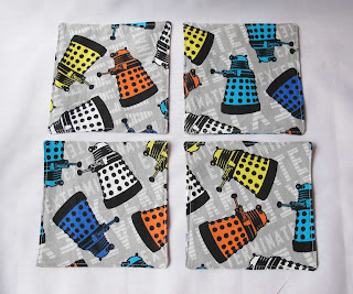 image domum vindemia fabric cocktail napkin set daleks dr who rainbow multicoloured grey white black