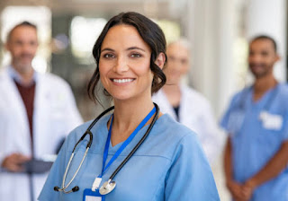 A smiling registered nurse.