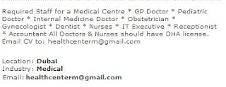 Staff for Medical Centre in Dubai