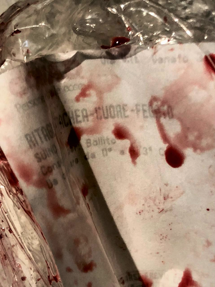 blood stained cellophane