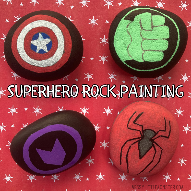 Superhero rock painting for kids