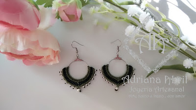 Pendientes en macramé, aros, aretes, Earrings, hoops, earrings in macramé by #AdrianaAbril