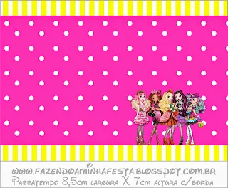 Free Printable Candy Bar Labels for Ever After High Yellow and Pink.