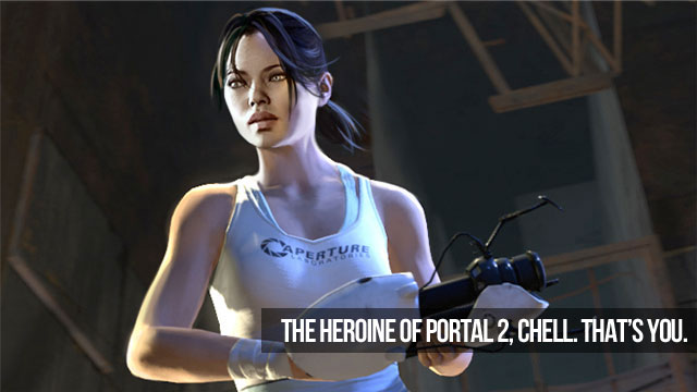 portal 2 chell face. portal 2 atlas and peabody.