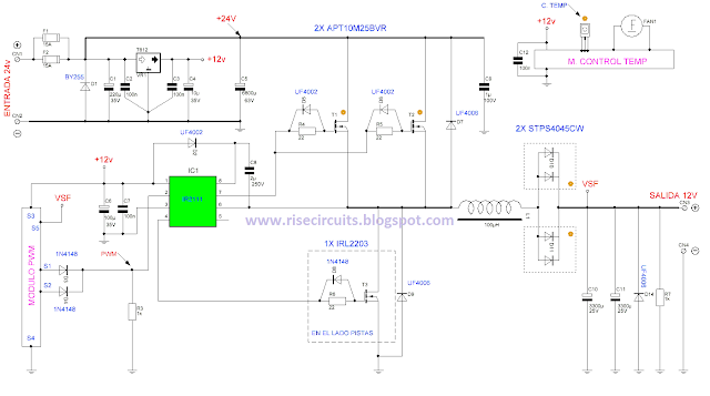 24V to 12V 400W DC Inverter Circuit