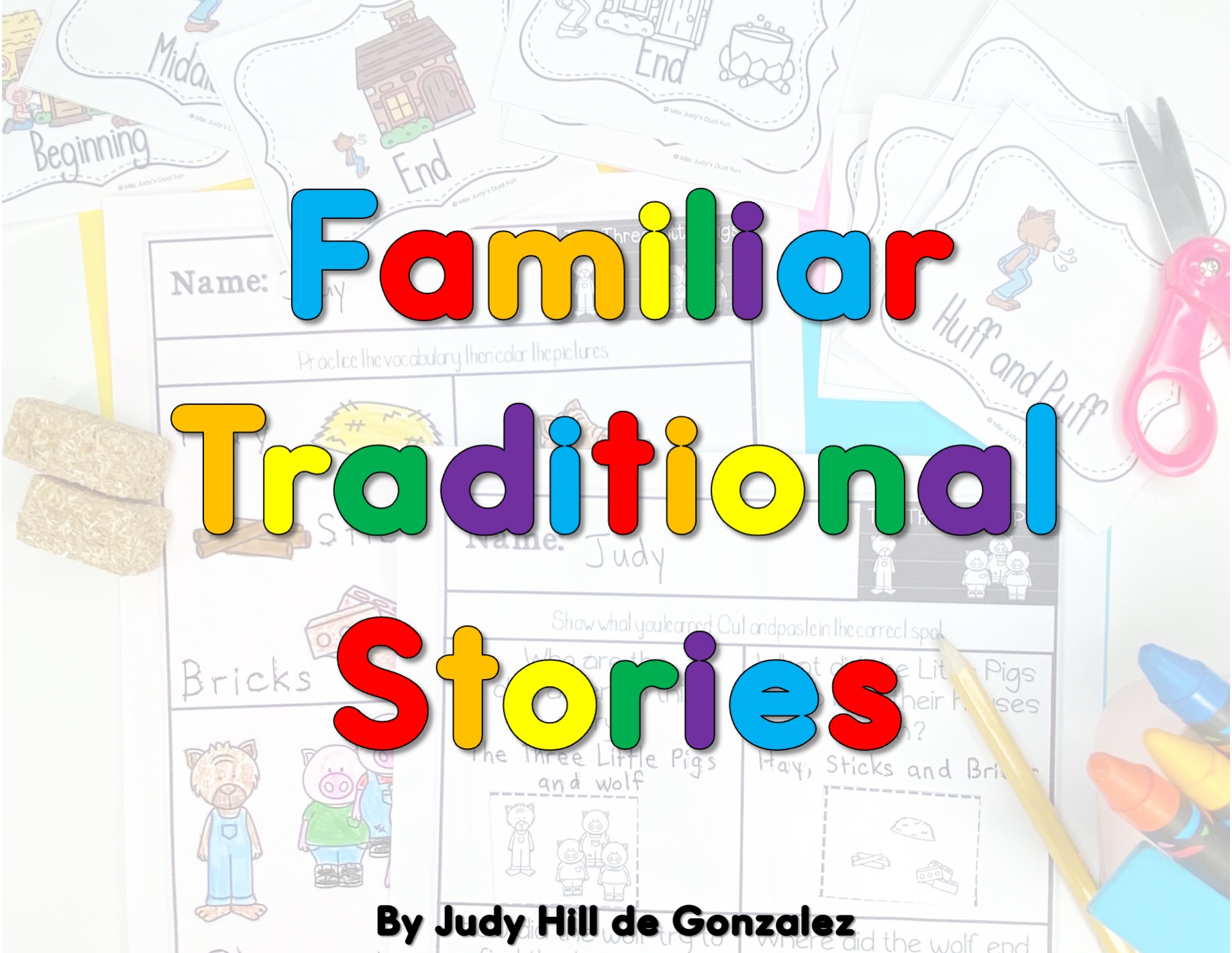 Familiar, traditional stories overlay on activities for the Three Little Pigs
