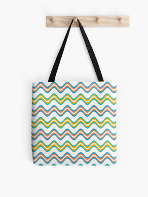Ocean Colorful Waves on White Tote Bag