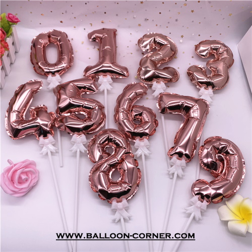 Mini Number Rose Gold Foil Balloon Cake Topper