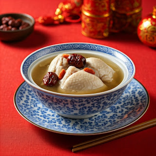 Double-Boiled Chicken Soup with Ginseng and Red Dates