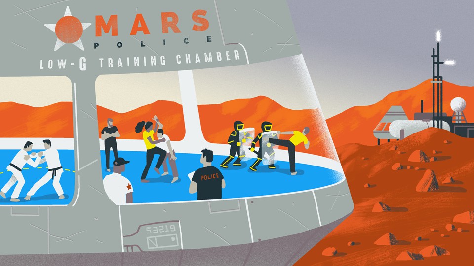 Mars Police training illustration by Matt Chinworth