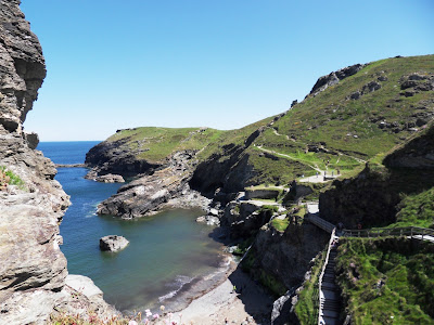 Looking back to The Haven Tintagel from the steps