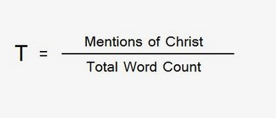 Mentions of Christ over total word count