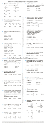 6.sınıf matematik ondalık sayılar testi