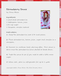recipe page for strawberry ice cream topping