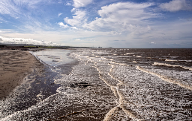 Photo of Maryport beach at low tide, looking towards Flimby