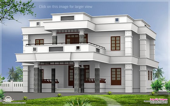 5 BHK modern flat roof house